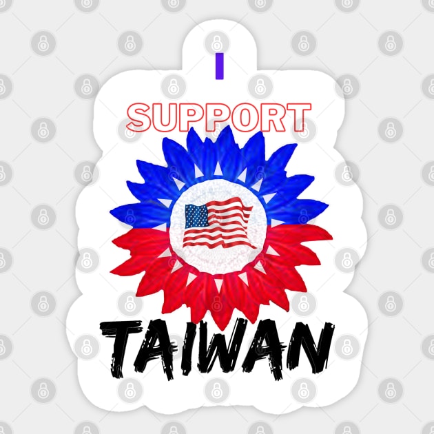 America supports Taiwan - Taiwanese Sunflower of world peace Sticker by Trippy Critters